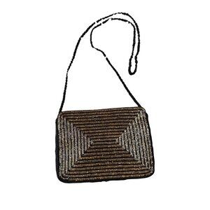 Beaded Black & Gold Evening Bag